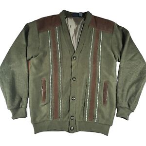 After Dark Cardigan Sweater Mens Large Tall Green Sports Wear Preppy Casual VTG 
