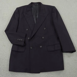VTG Burberry Jacket 42S Navy Double Breasted Worsted 6 Button Blazer Made in USA - Picture 1 of 23