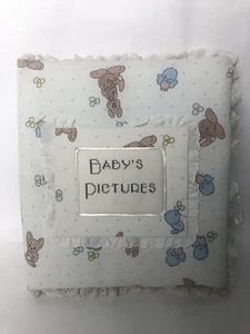 Baby Photo Album Cloth Fabric Padded Handmade Scrapbook Mouse bird Lace 12x11” - Picture 1 of 9