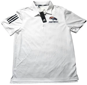 Denver Broncos Adidas Men’s XL Polo Shirt NFL Football 3-Stripe Button Up - NWT - Picture 1 of 11