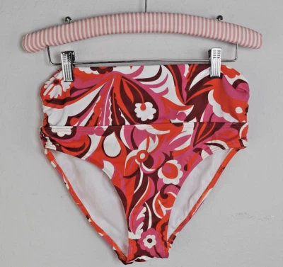 Boden Cintura Alta Bikini Parte Inferior Retro Floral Rojo Rosa Traje de Baño EE. UU. 4 UK 8 Foto 1 de 4