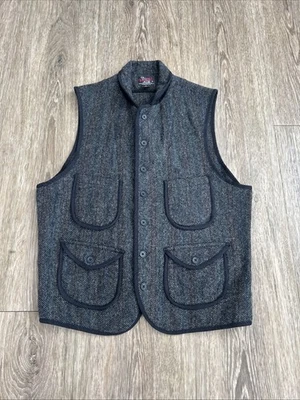 40s Woolrich Wool Vest Salt & Pepper Browns Beach Cloth Utility Railroad Sz M - Image 1 of 4
