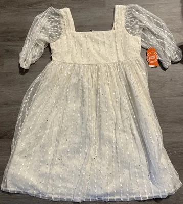 Vestido para ocasiões especiais Wonder Nation meninas com brilho leve-creme-tamanho 16-novo com etiquetas - Imagem 1 de 4