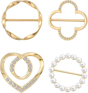 4 Stück Schal Ring Clip, 4 Stile Shirt Clips für Frauen Kleidung, Mode Metall ro - Bild 1 von 12