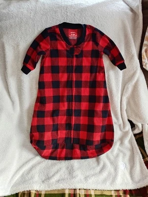 Saco de dormir Carters Buffalo polar a cuadros para bebé talla 0-3M manga larga cremallera completa acogedor Foto 1 de 3