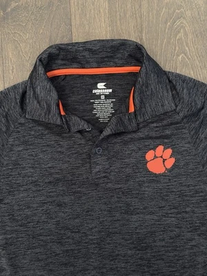 Clemson Tigers Polo Shirt Men’s Size M Heathered Grey/Orange Colosseum Logo - Image 1 of 4