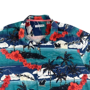 Tommy Bahama Silk Hawaiian Shirt Mens XXXL Moonlight In Paradise Christmas Santa - Picture 1 of 9
