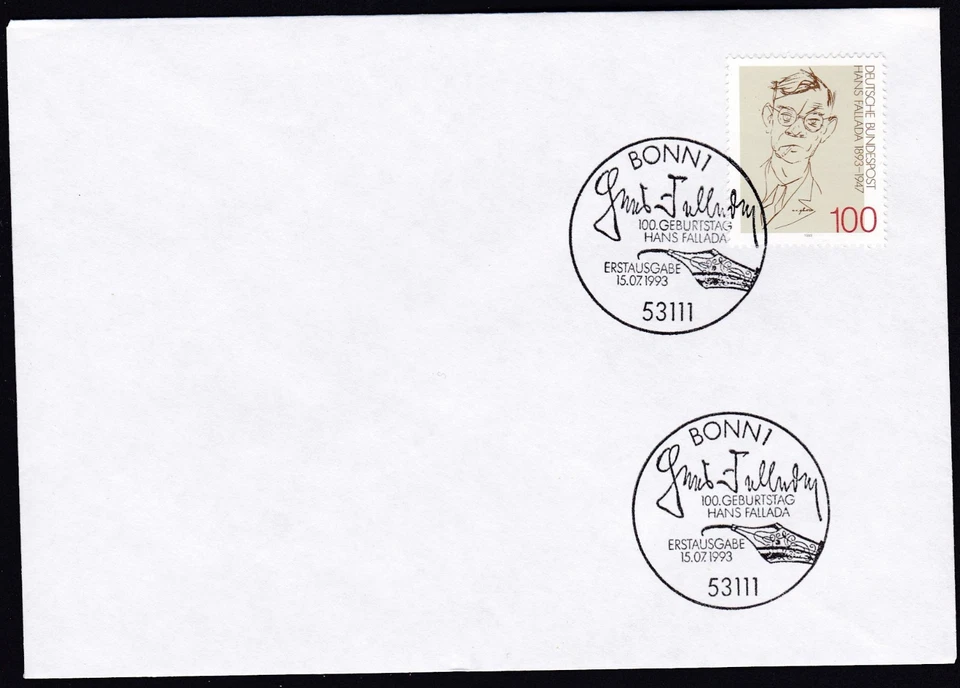 Germany 1993 FDC Mi 1683 Sn 1792 Hans Fallada (after E.O.Plauen, cartoonist) - Image 1 of 1