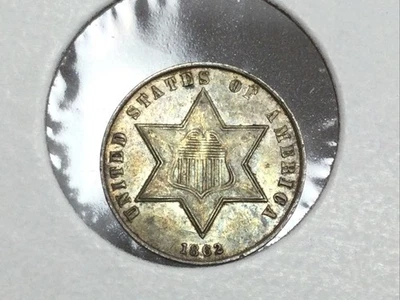 1862 3 Cent Silver Coin in almost uncirculated  - Image 1 of 2