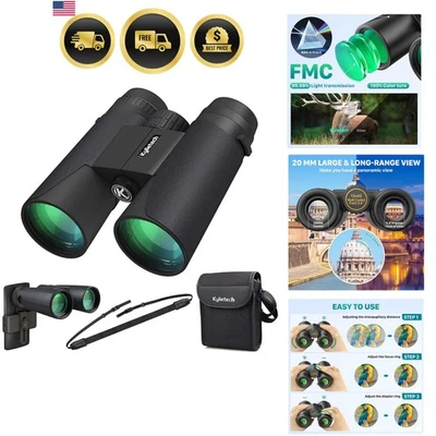 Binoculars for Adults 12x42 Waterproof Fogproof Compact Bird Watching Hunting - Image 1 of 4