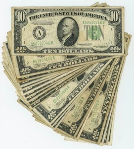 FR#2004 $10 1934A (19) Nineteen Federal Reserve Notes Assorted Districts DC-6100 - Picture 1 of 3