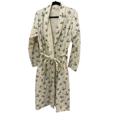 Garnet Hill винтажный хлопок фланель халат M галстук талии размер средний Holly ягоды - Изображение 1 из 4