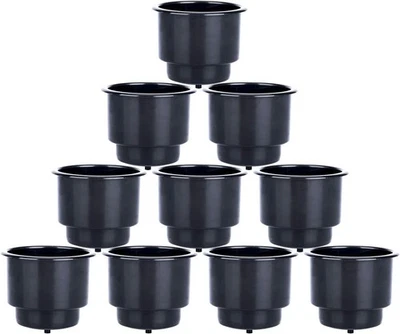 10件装嵌入式塑料杯饮料罐架船用汽车桌饮料架黑色 — 第 1/4 张图片