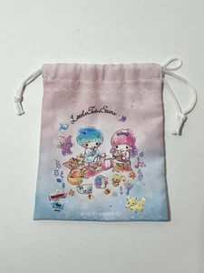 Bolso con cordón Sanrio Little Twin Stars 6" x 8" pequeño mini bolsa Kiki y Lala - Imagen 1 de 6