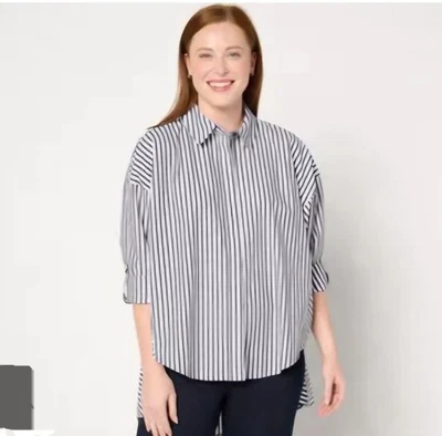 Blusa feminina Carla Rockmore Collection tamanho G manga dolman listra A670421 clássica - Imagem 1 de 4