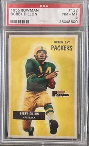 1955 BOWMAN #122 BOBBY DILLON PSA 8 - Foto 1 di 2