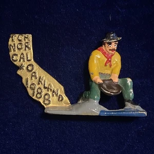 California Oakland Souvenir Gold Miner Panning Painted TCANOR Figurine Scarce - Picture 1 of 7