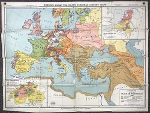 VINTAGE A.J. Nystromkarte Europa 1648 Westfälischer Frieden Schule Klassenzimmer M.M. 9 - Bild 1 von 12