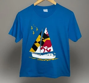 T-shirt Destination Imagination 2019 finale globale blu Maryland DI barca a vela taglia M - Foto 1 di 8