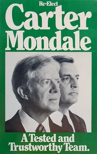 Carter Mondale 1980 Trustworthy Team Jugate Campaign Rally Póster - Imagen 1 de 2