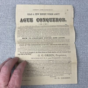 Anuncio Greens Ague Conqueror 1879 - Imagen 1 de 4