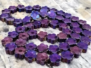 Electroplated Non Magnetic Hematite, Flower, Blue Violet, 8x3 mm, Approx 54 pce - Bild 1 von 2