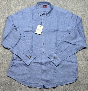 UNTUCKit Ravines Shirt Herren XLT groß normal blau 100 % Leinen Langarm Neu - Bild 1 von 9
