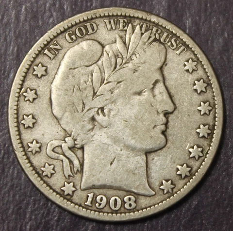 1908 O Barber Half Choice Fine VF......................Lot 162 Cover