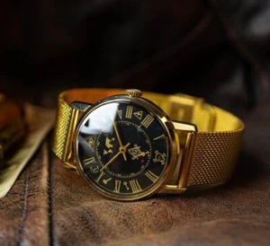 Reloj masónico, reloj vintage, reloj masónico, reloj URSS. pulsera de metal - Imagen 1 de 5