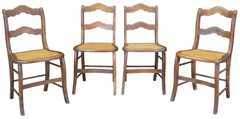 4 Antique Late Victorian American Oak Ladderback Dining Side Chairs Cane Seat Cover