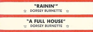 Jukebox Title Strip - Dorsey Burnette: "Rainin'" / "A Full House" '61 Version 2 - Picture 1 of 1