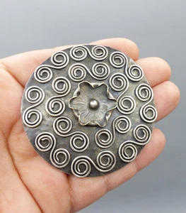 Grande Broche Ancienne Art Déco Jean Augis? Métal Argenté - Old Brooch - Imagen 1 de 9
