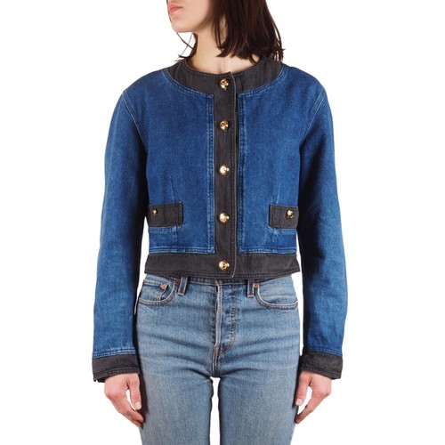 Moschino Jeans anni 90 vintage donna blu nero denim giacca cropped IT 46 US 10