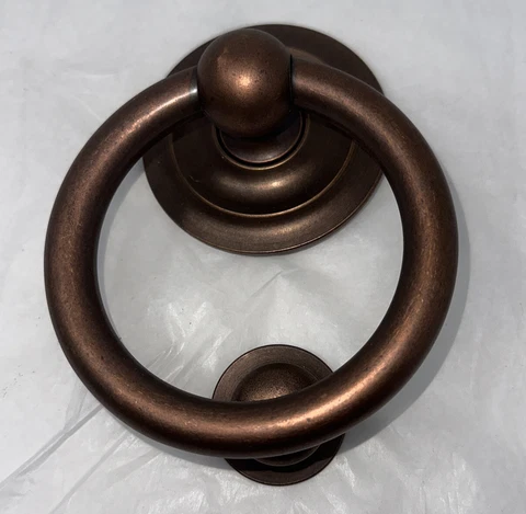 Antique Large Copper Ring Door Knocker By Restoration Hardware New Open Box Cover
