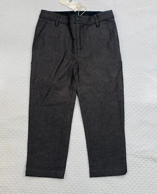 Pantalones chinos Nora Lee niños niños talla 4 negros frente plano elástico pierna recta Foto 1 de 4