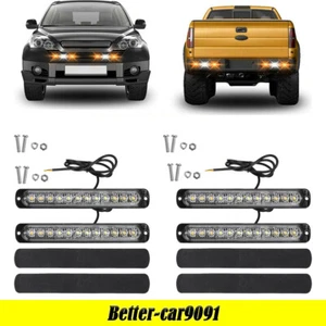 4X Amber/White 12LED Strobe Lights Bar Emergency Flashing Warning Hazard Beacon - Bild 1 von 11