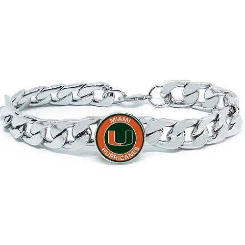 Miami Hurricanes Mens Link Chain Bracelet University State College Gift D4 Cover