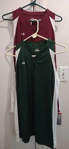 2 Under Armour UA Shirt Sz Large HeatGear Sleeveless Softball Maroon Green NWT - Picture 1 of 7