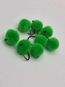Carp Trout fly Fishing GREEN EGG FLIES  Barbed/Barbless Various Hooks and QTY's - Picture 1 of 1