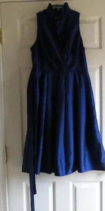 Jones New York Royal blue dress size 8 womens ladies belt sleeveless dinner JNY - Picture 1 of 3