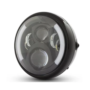 7.7" Gloss Black LED headlight daymaker Yamaha Honda Suzuki BMW Ducati custom - Picture 1 of 6
