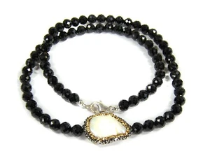 Collar Mujer Gema Espinela 925 Plata Facetados Forma Esférica Con Biwaperle - Imagen 1 de 5