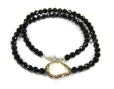 Collana Donna Pietra Preziosa Spinello 925 Argento Sfaccettato Forma a Sfera Con - Immagine 1 di 4