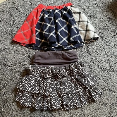 Deux Par Deux Niñas Niños Faldas Lote Dos Rojo Azul Cuadros Gris Blanco Volantes Talla 6 Foto 1 de 4