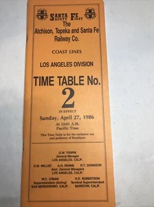 Fahrplan Nr. 1986 2 Santa Fe/AT&SF Coast Lines Los Angeles 27. April - Bild 1 von 3