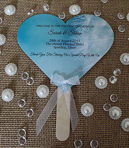 Personalised Hand Fan Wedding Favour Rustic Vintage Activity Pack Program 
