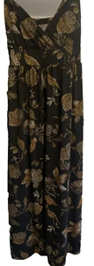 Damen Spagettiträger Maxi Kleid Schwarz/Animal Gr. L Wickeloptik - Bild 1 von 8