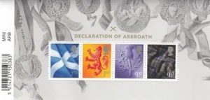 GB 2020 DICHIARAZIONE DI ARBROATH SCOTLAND FOGLIO FRANCOBOLLO MINIATURA MS CODICE A BARRE S180 - Foto 1 di 2