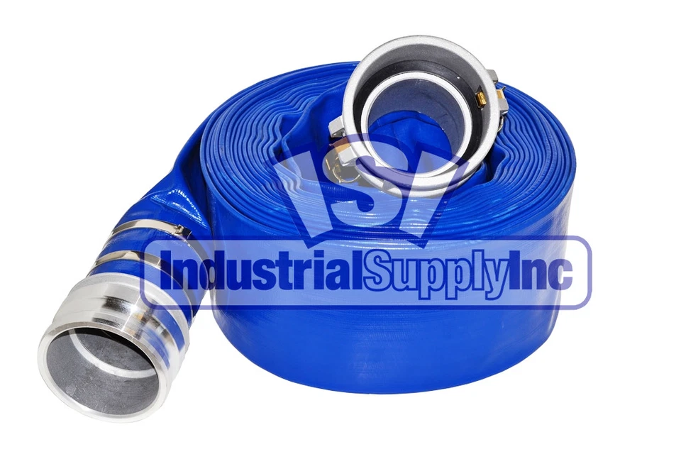 INDUSTRIAL SUPPLY Water Discharge Hose | 4" x 100 FT | Blue | Camlocks | Import | Free Shipping