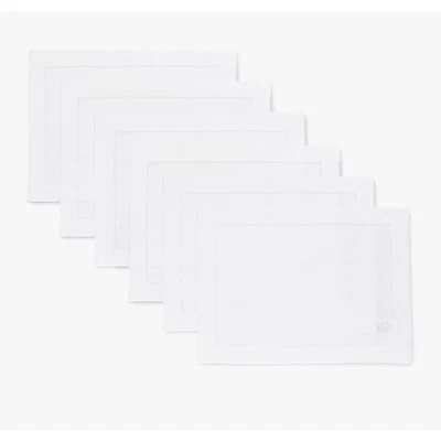 Solino Home Linen Placemats White 14 x 19" Set of 6 for Fall, Classic Hemstitch - Image 1 of 4